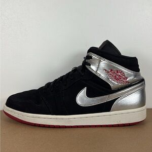 Nike Air Jordan 1 Mid Johnny Kilroy Sneakers Sz. 9.5 Black Silver 554724-057